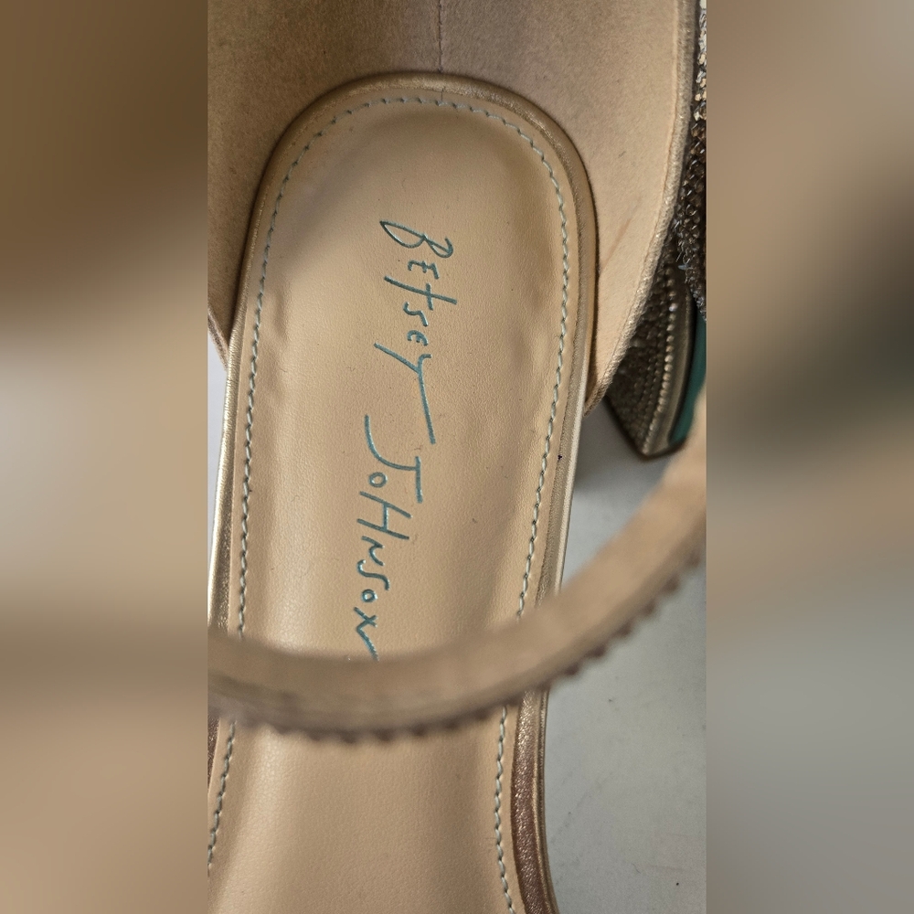 Betsey Johnson Mari Women's Gold Sandal With Rhinestones - Picture 5 of 8